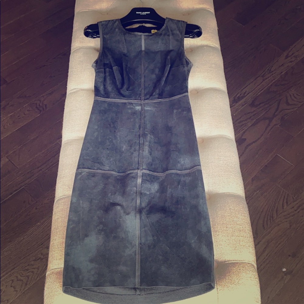 Leather grid from stretch dress